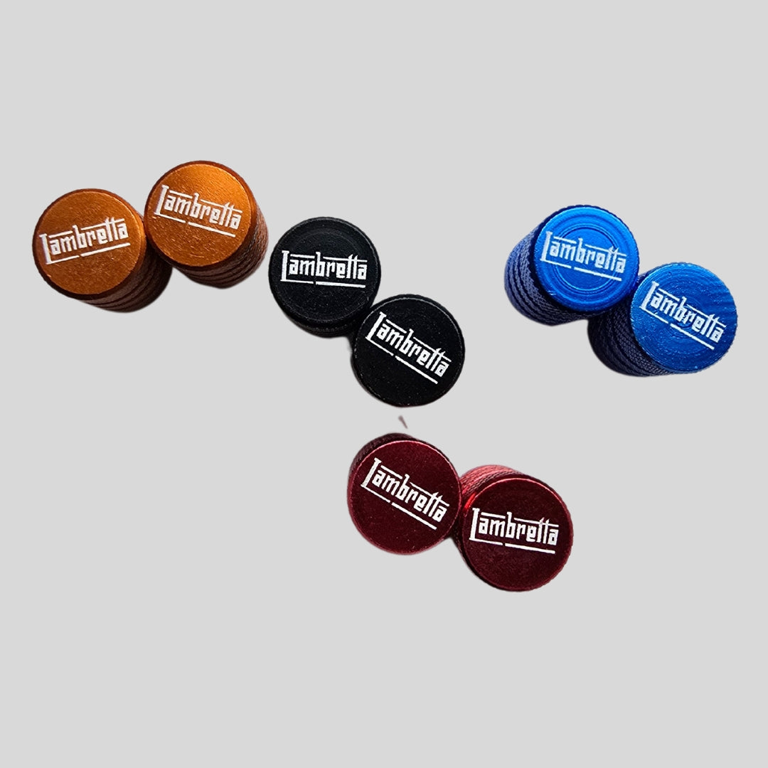 Metal Lambretta Coloured Dust Caps (PAIR)