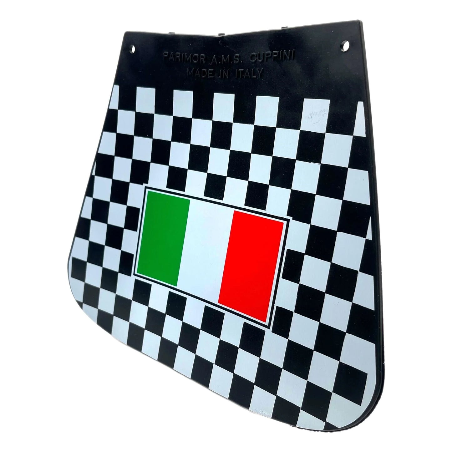 Cuppini Chequered with Italy Flag - Scooter Mudflap - Black and White