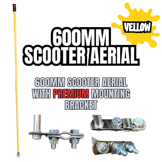 600mm Scooter Aerial for MOD Scooter with Premium Bracket YELLOW
