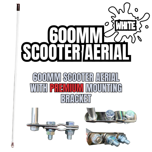 600mm Scooter Aerial for MOD Scooter with Premium Bracket WHITE