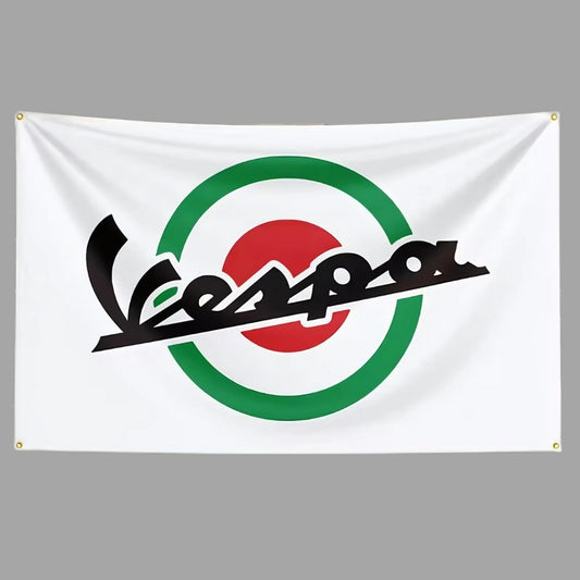 White Vespa Green Target Flag 2x3ft