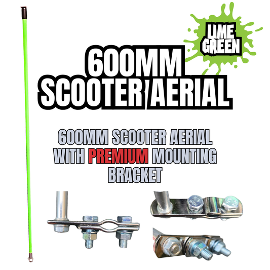 600mm Scooter Aerial for MOD Scooter with Premium Bracket LIME GREEN