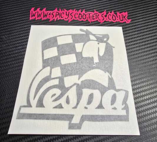 Vespa Chequered - 5" Vinyl Sticker - Black