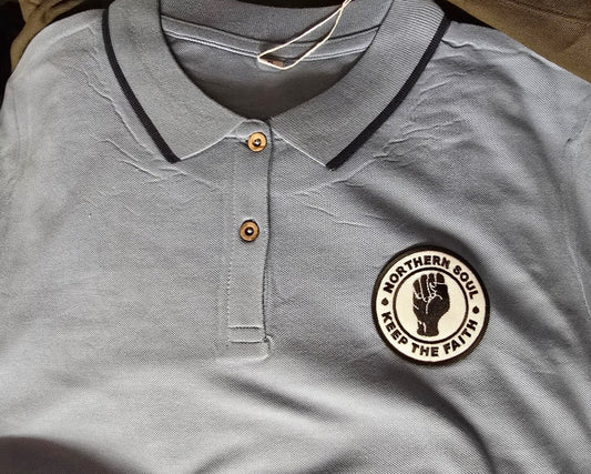 Ladies Northern Soul Tipped Short Sleeve Polo Shirt - Light Blue/Navy