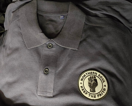 Northern Soul Keep The Faith Short Sleeve Polo Shirt (Navy, Bottle Green or Khaki)
