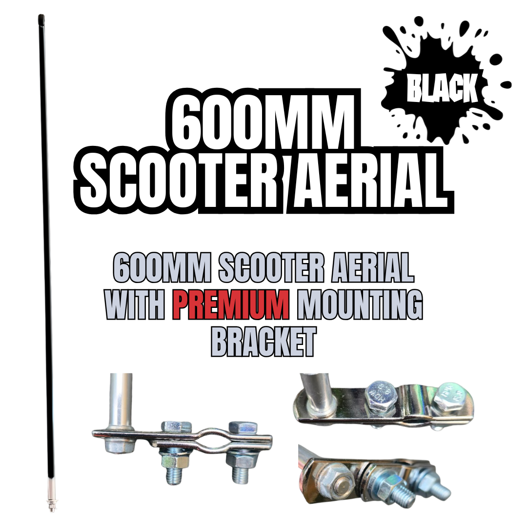 600mm Scooter Aerial for MOD Scooter with Premium Bracket BLACK