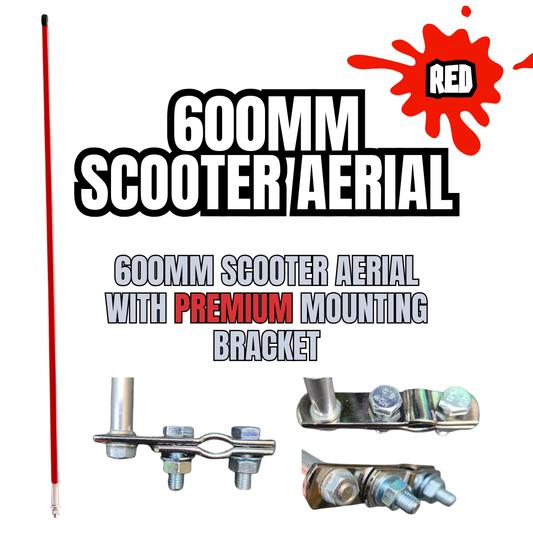 600mm Scooter Aerial for MOD Scooter with Premium Bracket RED