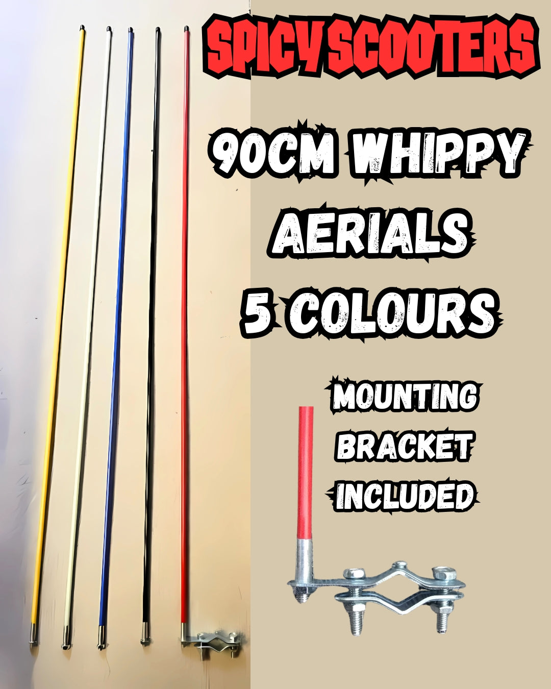 90cm Whippy Aerial Antenna Flag Pole - MOD Scooter
