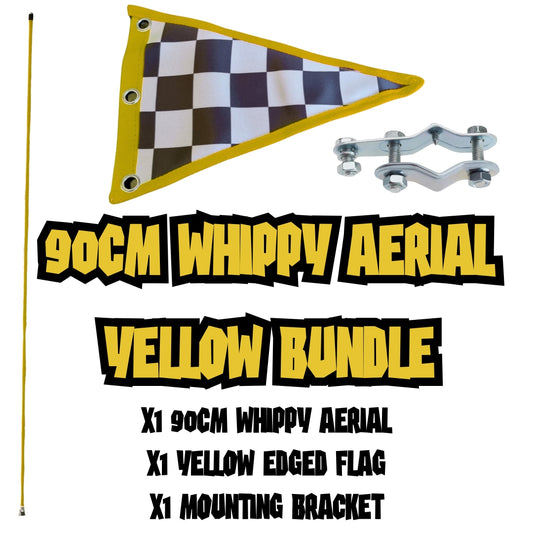 90cm MOD Scooter Whippy Aerial, Bracket & Flag Bundle - Yellow