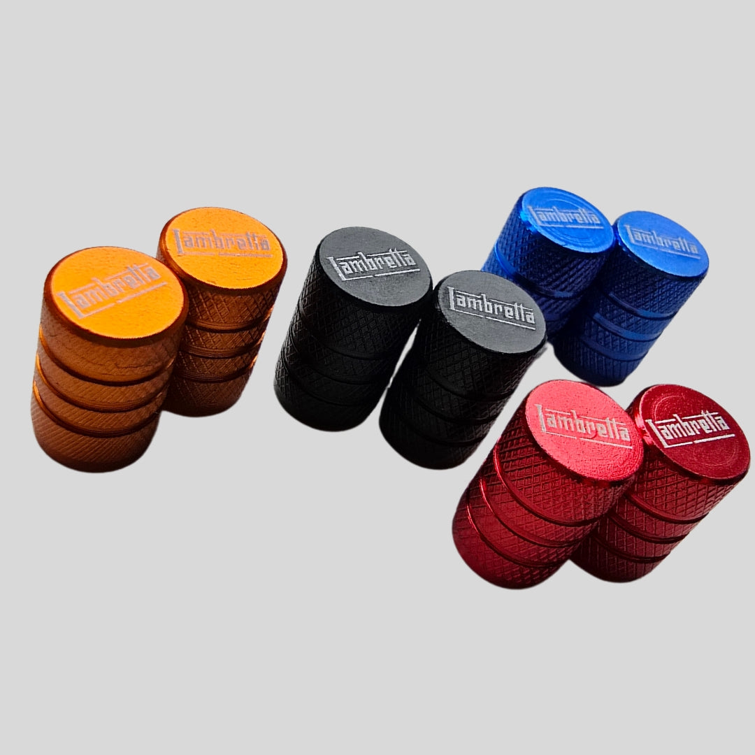Metal Lambretta Coloured Dust Caps (PAIR)