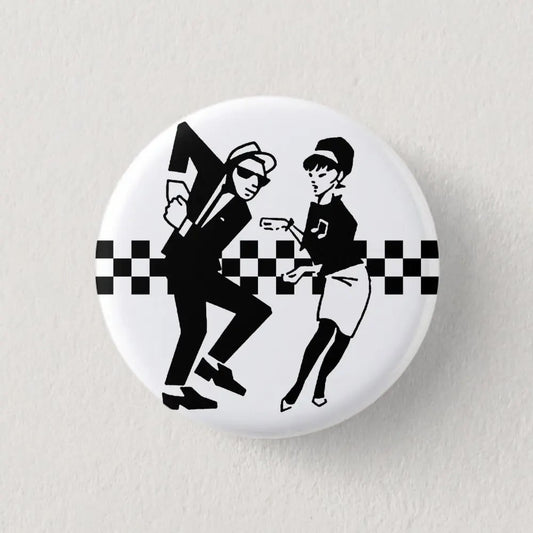 SKA Dancing Two Tone Soft Button Badge