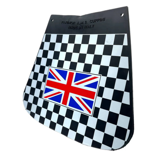 Cuppini Chequered with UK Flag - Scooter Mudflap - Black and White